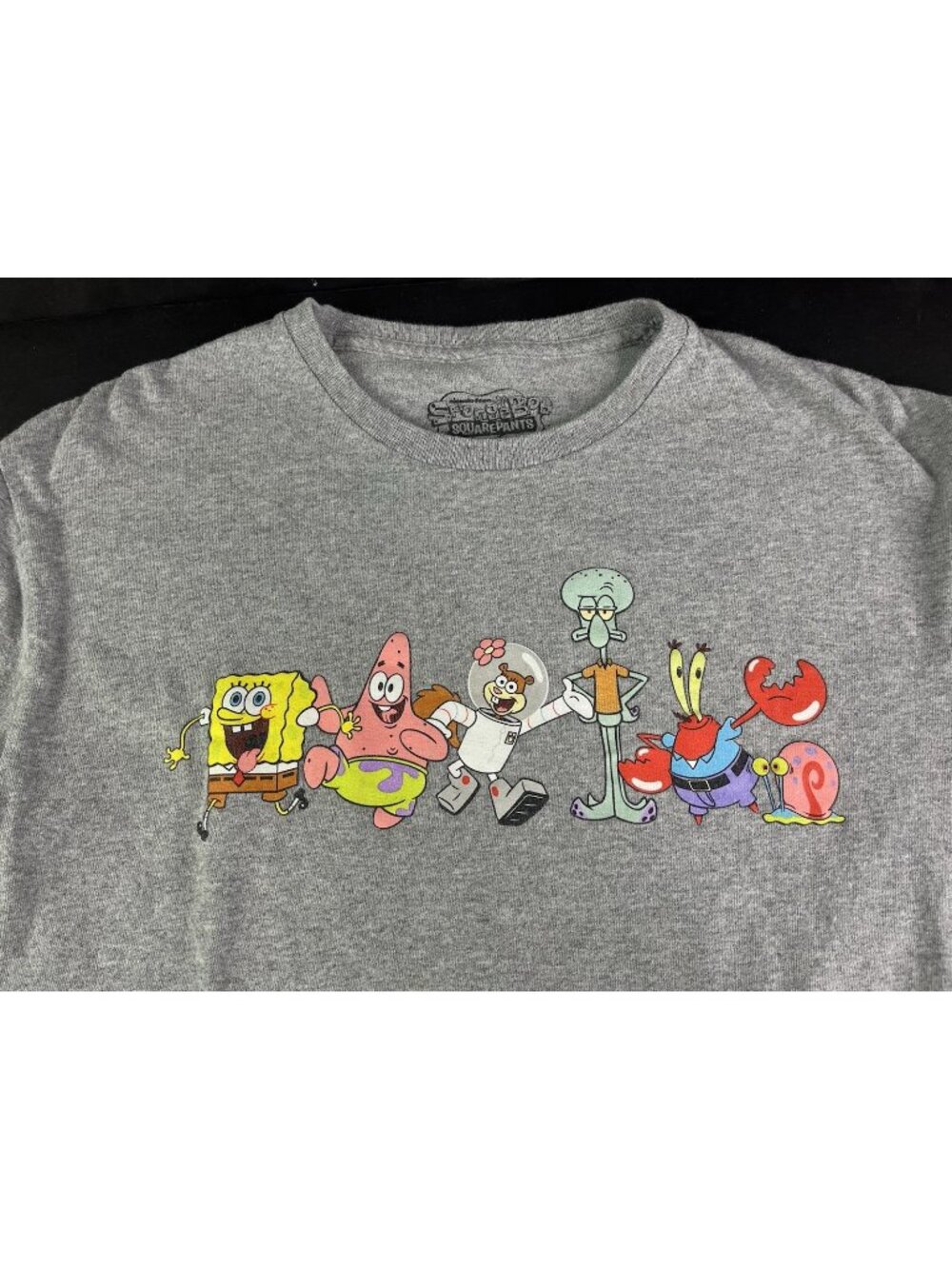 Nickelodeon Sponge Bob Square Pants M Gray Long Sleeve Graphic T-Shirt Character